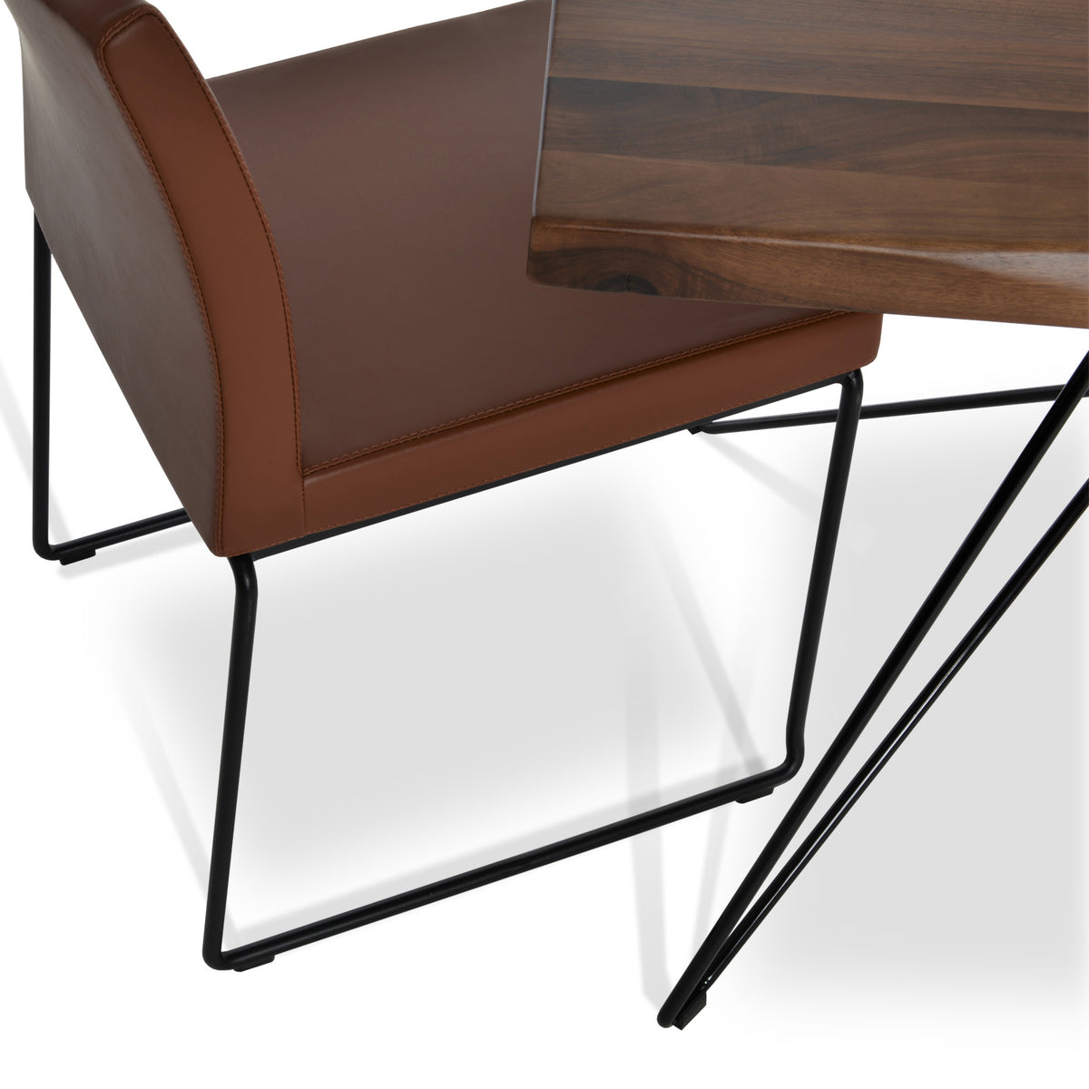 Billiani Dining Table by SohoConcept, showing closeup view of dining table with chair.