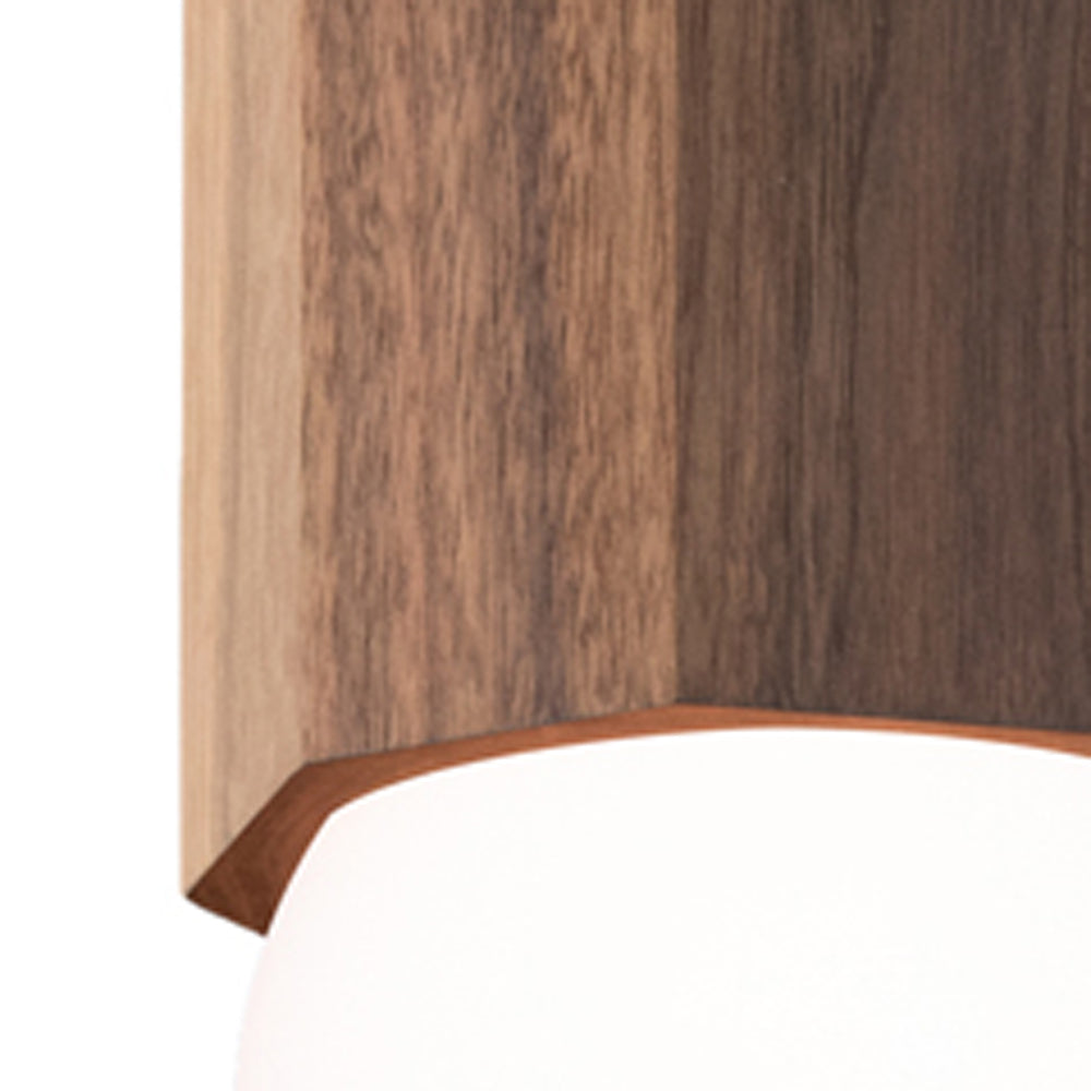 Bimar Pendant by Cerno, showing detail view of bimar pendant in walnut wood.