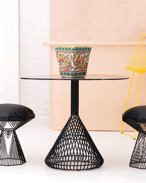 Bistro Base Table by Bend, showing bistro base table with stool in live shot.