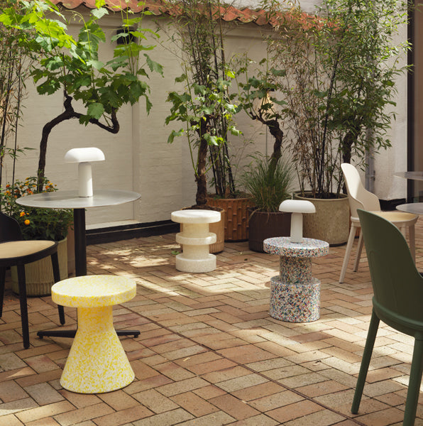 Bit Stool by Normann Copenhagen, showing bit stools in live shot.
