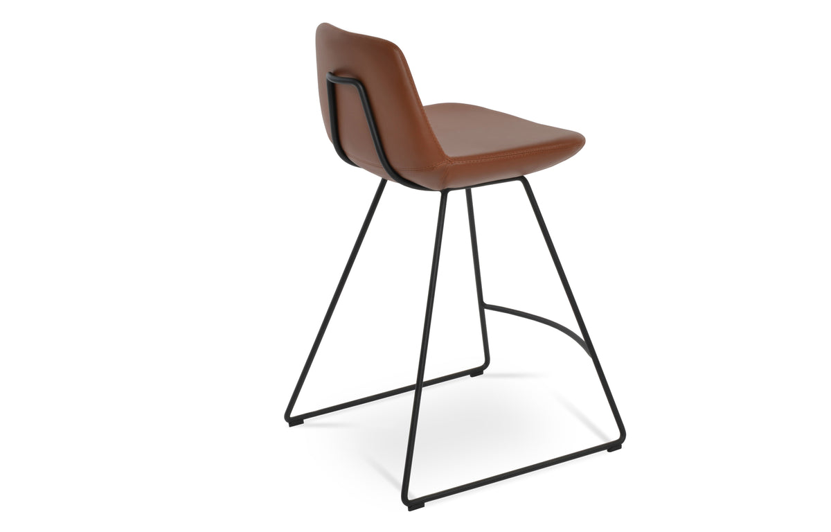 Pera HB Wire Counter Stool by SohoConcept - Black Powder Coated Steel, Hazelnut PPM-S