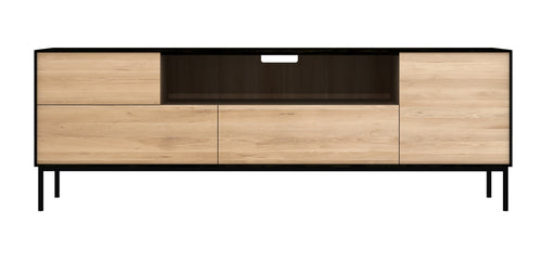 Blackbird Oak TV Cupboard by Ethnicraft, showing front view of tv cupboard.