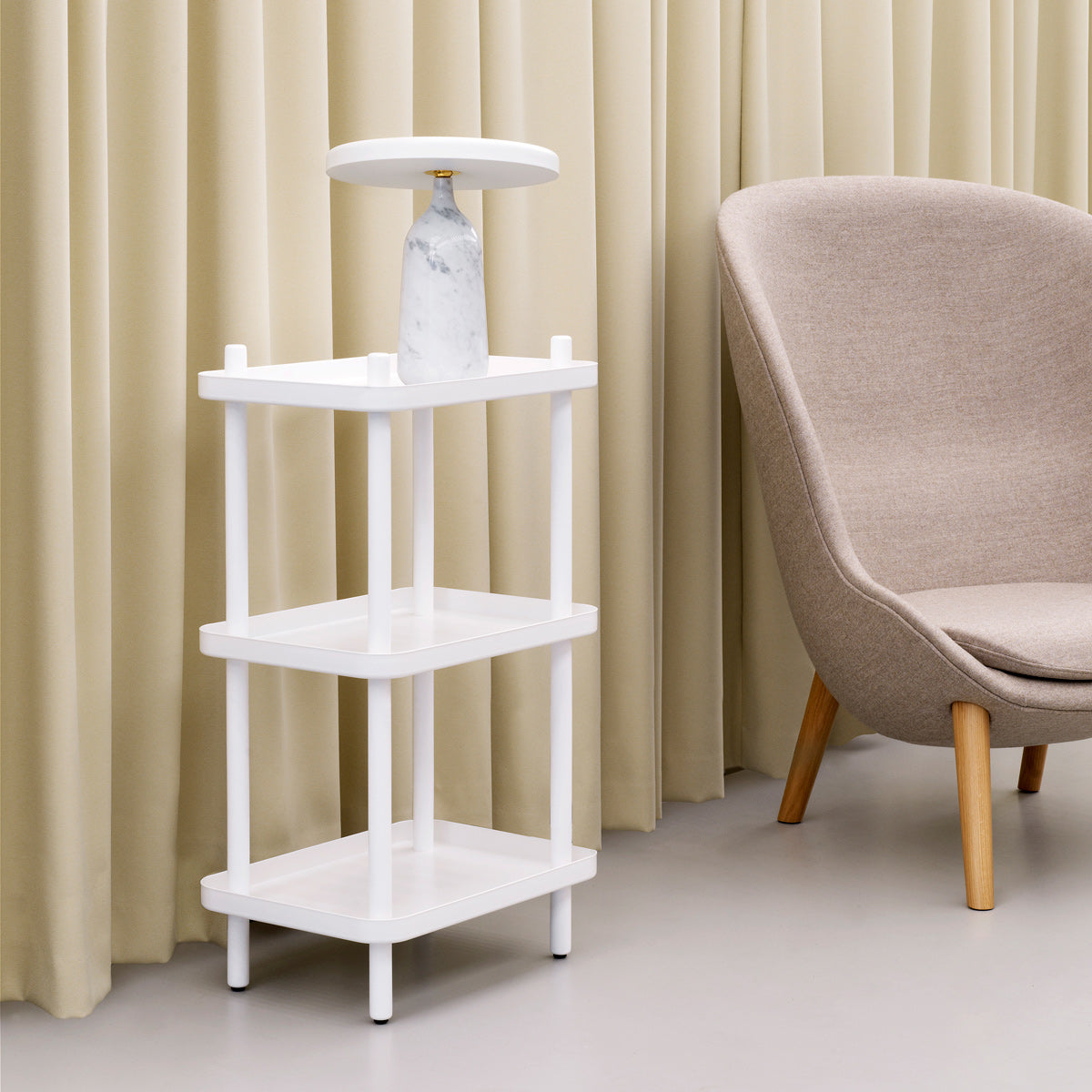 Block Shelf by Normann Copenhagen, showing block shelf in live shot.