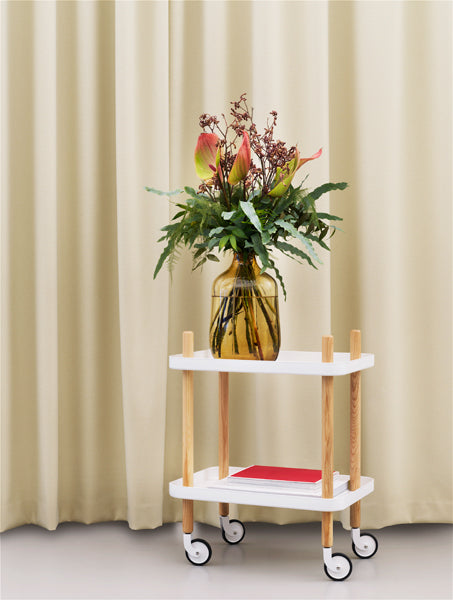 Block Trolley Table by Normann Copenhagen, showing block trolley table in live shot.