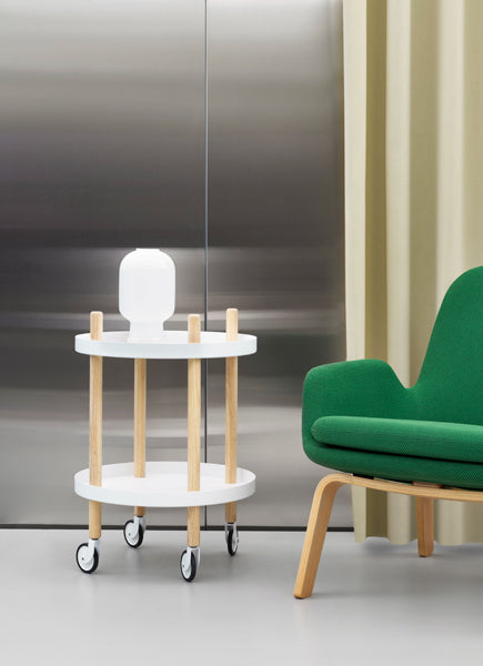 Block Trolley Table by Normann Copenhagen, showing block trolley table in live shot.