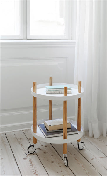 Block Trolley Table by Normann Copenhagen, showing block trolley table in live shot.