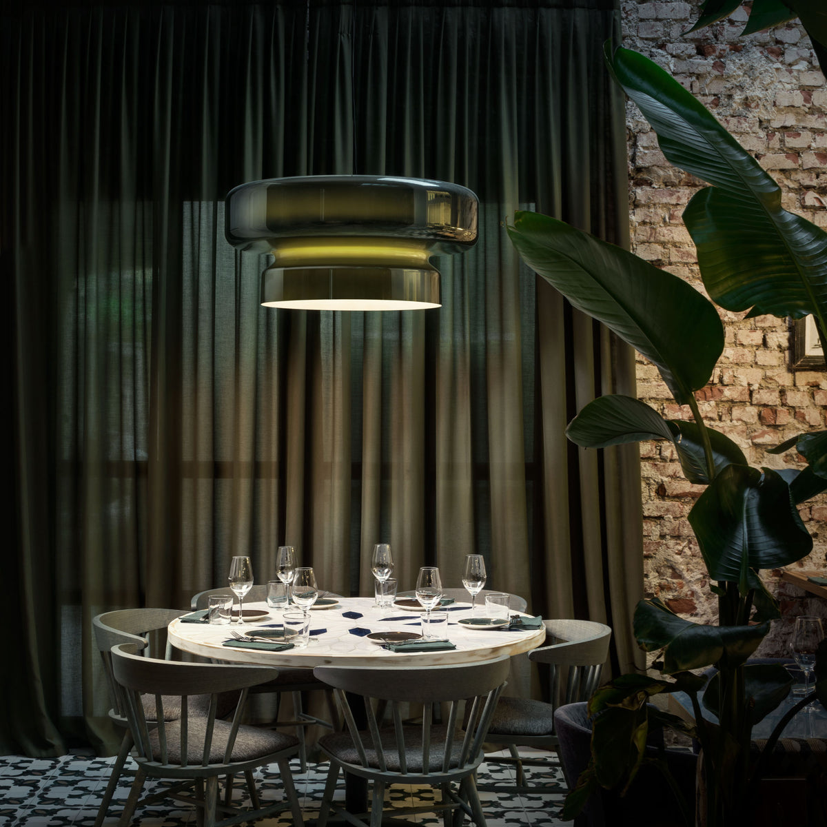 Bohemia 84 Pendant Lamp by Marset, showing bohemia 84 pendant lamp in live shot.