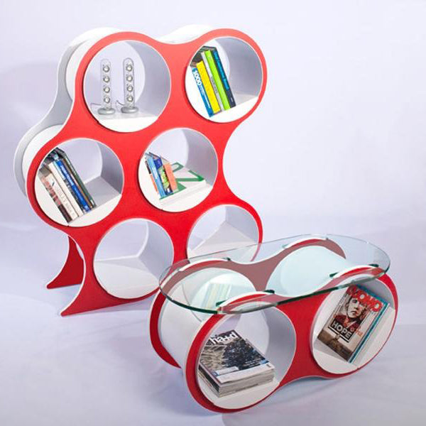Bolla 2 Coffee Table with Slotted Glass Top by Scale 1:1, showing bolla 2 coffee table with slotted glass top in live shot.