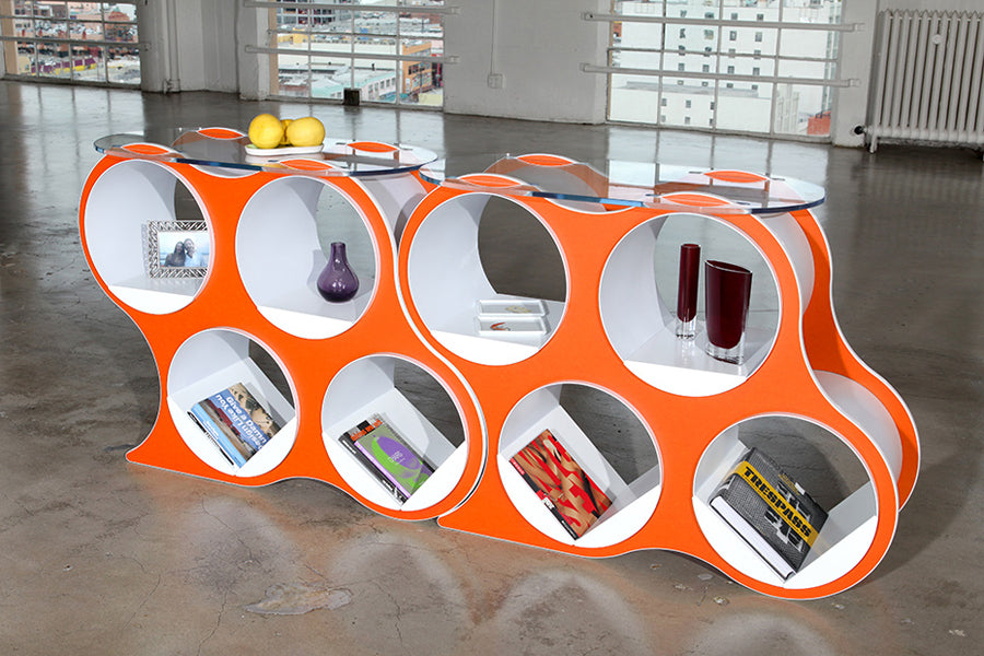 Bolla 2 Coffee Table with Slotted Glass Top by Scale 1:1, showing bolla 2 coffee tables with slotted glass top in live shot.