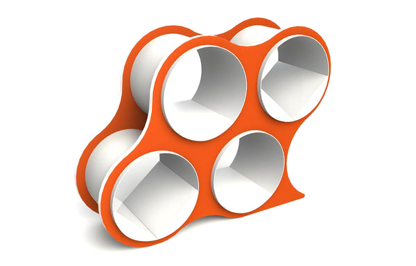 Bolla Shelving Storage System and Room Divider by Scale 1:1 - 4 Shelves, Tangerine Base.