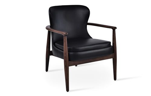 Bonaldo Lounge Chair by SohoConcept - Black PPM-FR/Ash Walnut Wood.