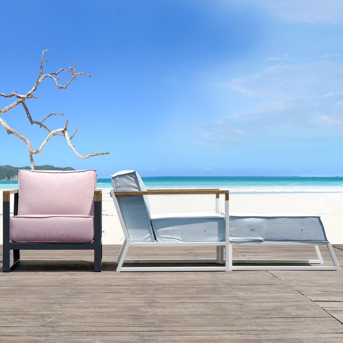 Bondi Beau 1-Seater by Mamagreen, showing bondi beau 1-seaters with footrest in live shot.