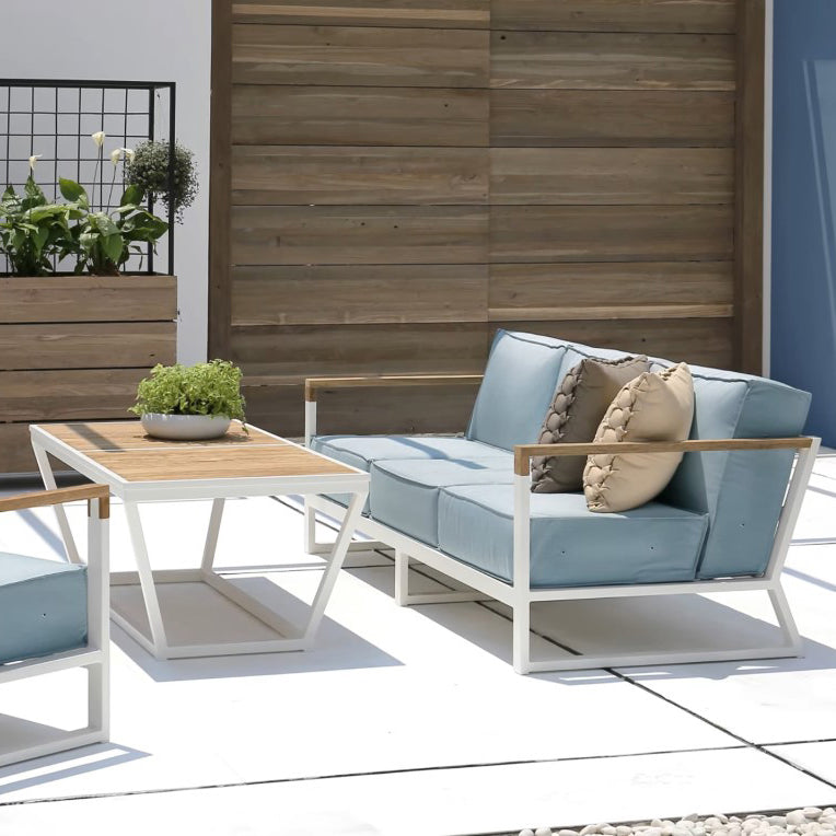 Bondi Beau 3-Seater by Mamagreen, showing bondi beau 3-seater with coffee table in live shot.