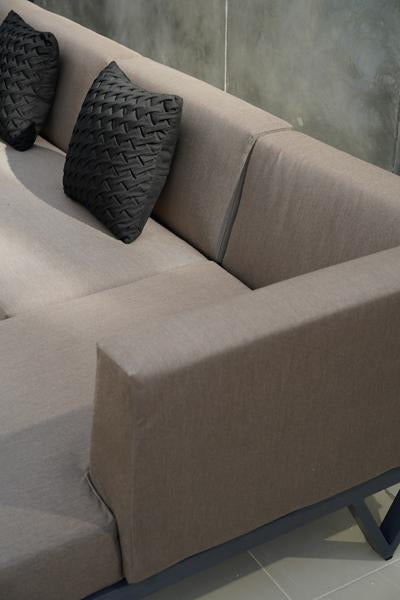Bondi Belle 3-Seater Right Hand Arm Sectional Sofa by Mamagreen, showing closeup view of bondi belle 3-seater right hand arm sectional sofa with chaise in live shot.