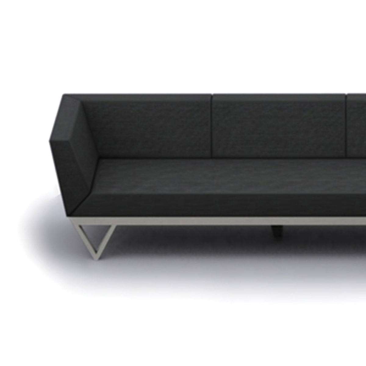 Bondi Belle Configuration 10 with HPL Table by Mamagreen, showing closeup view of bondi belle configuration 10 with hpl table in grafito agora cushion.