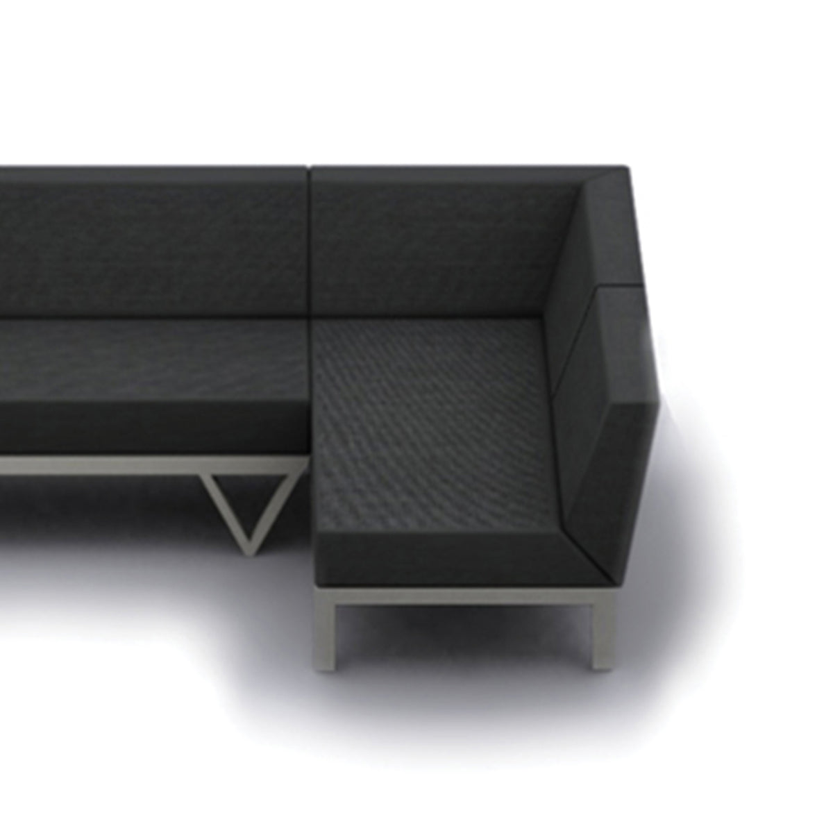 Bondi Belle Configuration 14 with HPL Table by Mamagreen, showing closeup view of bondi belle configuration 14 with hpl table in grafito agora cushion.