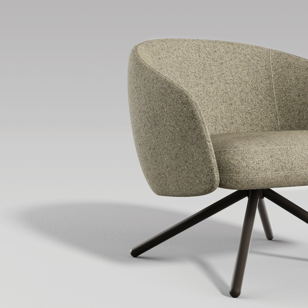 Bonny Swivel Lounge Chair by B&T, showing closeup view of bonny swivel lounge chair in live shot.