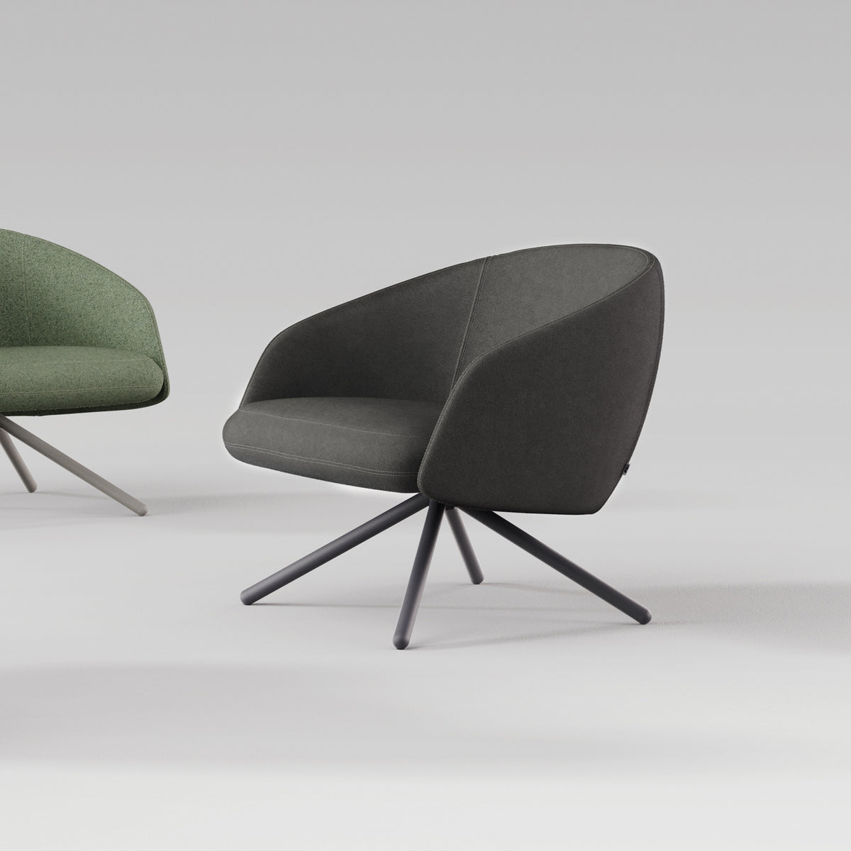 Bonny Swivel Lounge Chair by B&T, showing bonny swivel lounge chairs in live shot.