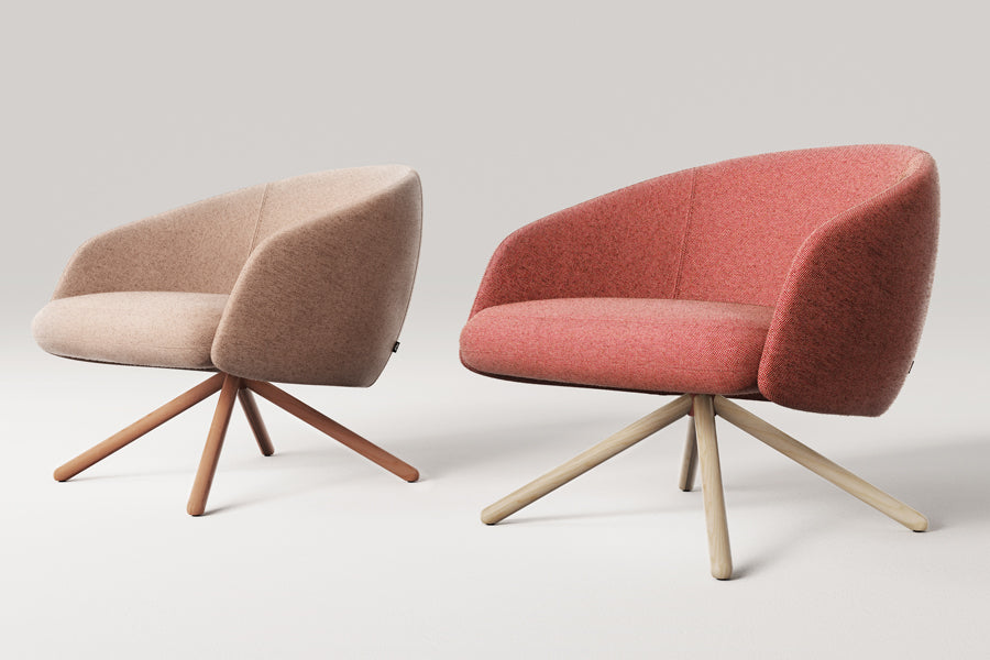 Bonny Swivel Lounge Chair by B&T, showing bonny swivel lounge chairs in live shot.