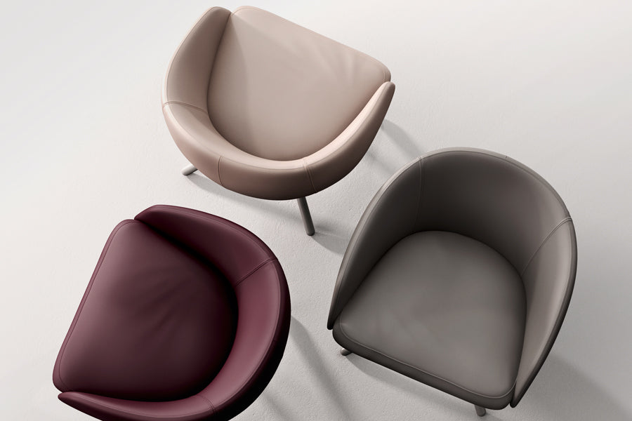 Bonny Swivel Lounge Chair by B&T, showing bonny swivel lounge chairs in live shot.