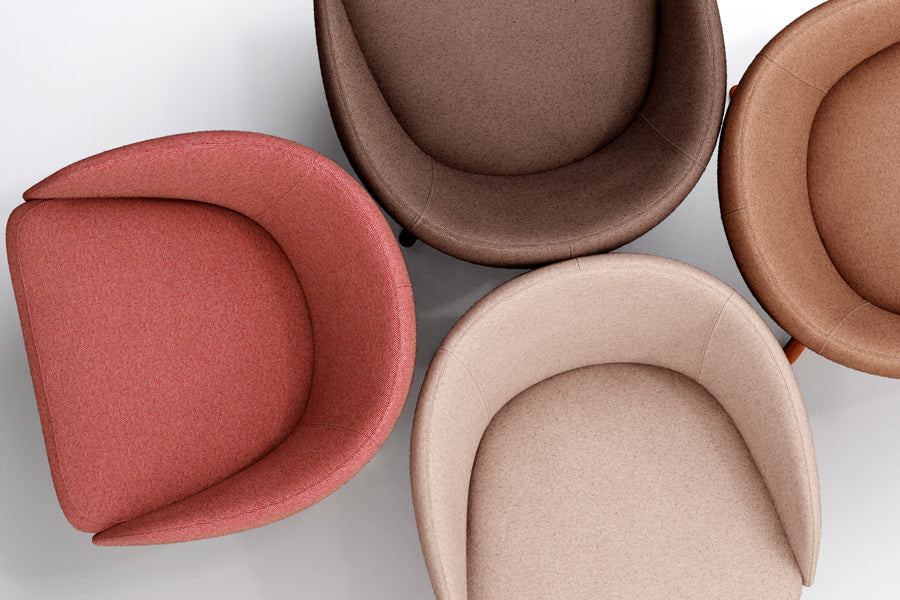 Bonny Swivel Lounge Chair by B&T, showing bonny swivel lounge chairs in live shot.