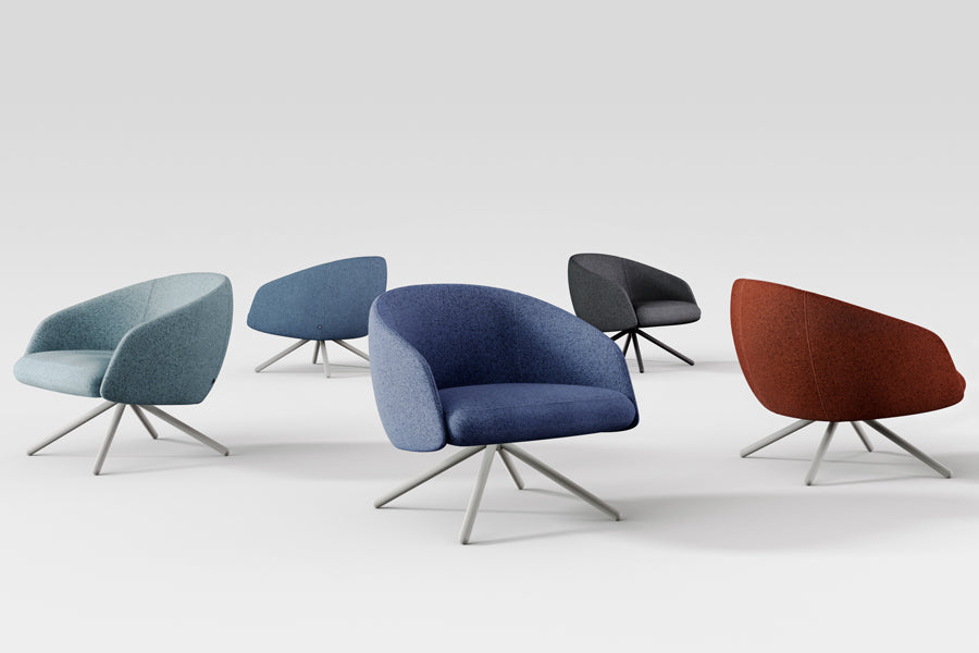 Bonny Swivel Lounge Chair by B&T, showing bonny swivel lounge chairs in live shot.