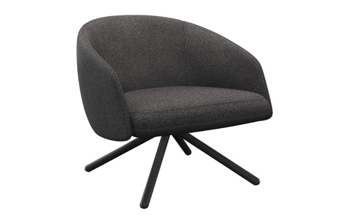 Bonny Swivel Lounge Chair by B&T - Black Stained Ashwood, Dark Gray Nino Fabric.
