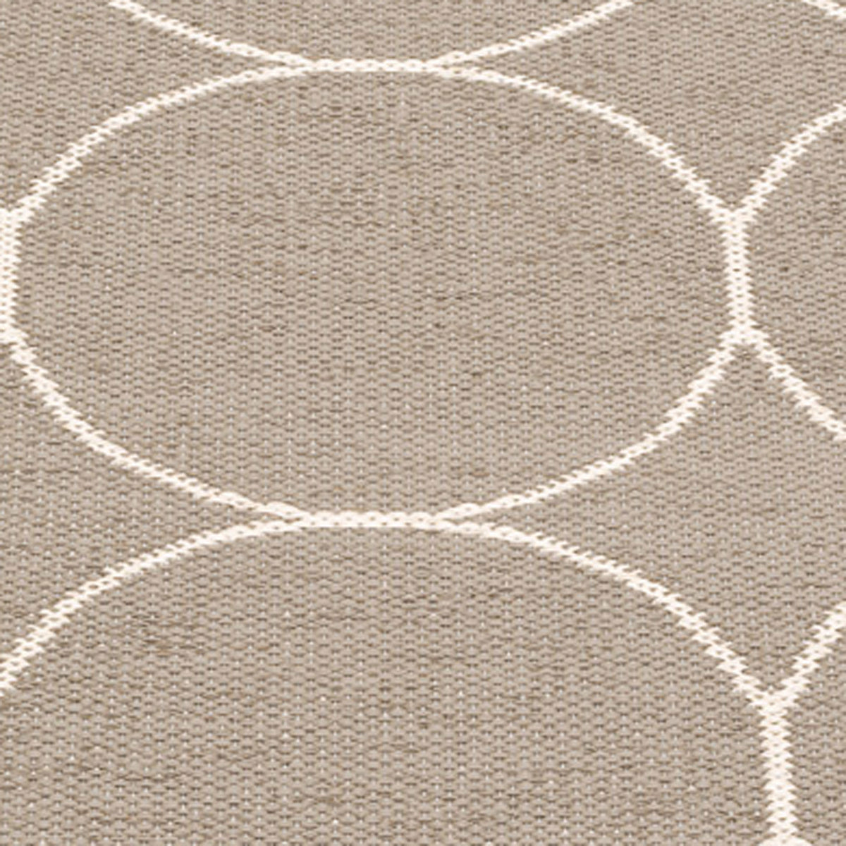 Boo Dark Linen & Vanilla Runner Rug by Pappelina, showing closeup view of boo dark linen & vanilla runner rug.