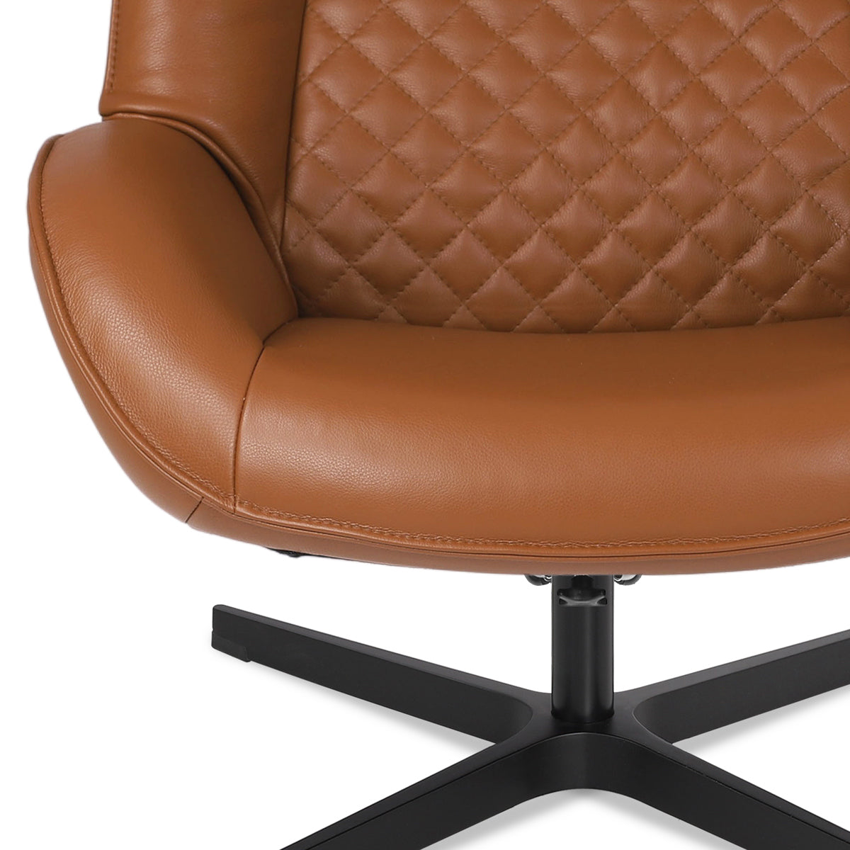 Bordeaux Recliner Chair with Footrest by Kebe, showing closeup view of bordeaux recliner chair with footrest in balder cognac leather.
