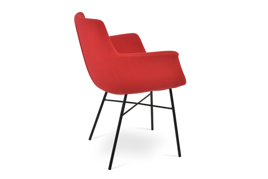 Bottega Cross Armchair by SohoConcept, showing back angle view of bottega cross armchair.