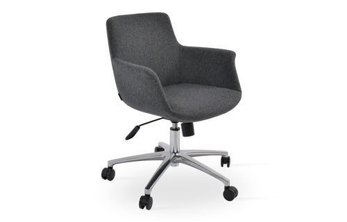 Bottega Office Arm Chair by SohoConcept - Chrome Plated Steel, Camira Blazer Dark Grey Wool
