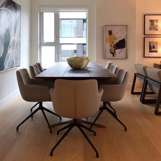 Bottega Spider Swivel Armchair by SohoConcept, showing bottega spider swivel armchairs in live shot.