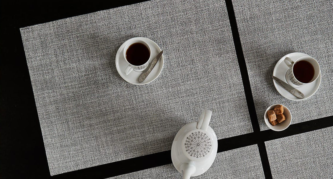 Boucle Tabletop Placemat by Chilewich, showing closeup view of boucle tabletop placemats in live shot.