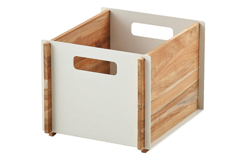 Box Storage Box by Cane-Line - Teak/White Powder Coated Aluminum.