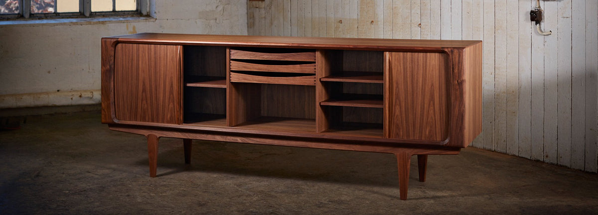 BPS 83" Sideboard No. 142 by Bernh. Pedersen & Son, showing bps 83" sideboard no. 142 in live shot.