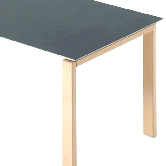 BPS Writing Desk No. 176 by Bernh. Pedersen & Son, showing closeup view of bps writing desk no 176 in pewter linoleum top.