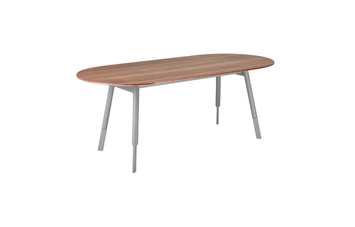 Bracket Oval Dining Table by Gus Modern - Grey Base/Walnut.