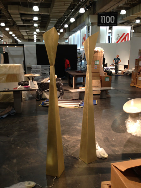 James De Wulf Brass Floor Lamp by De Wulf, showing brass floor lamps in live shot.