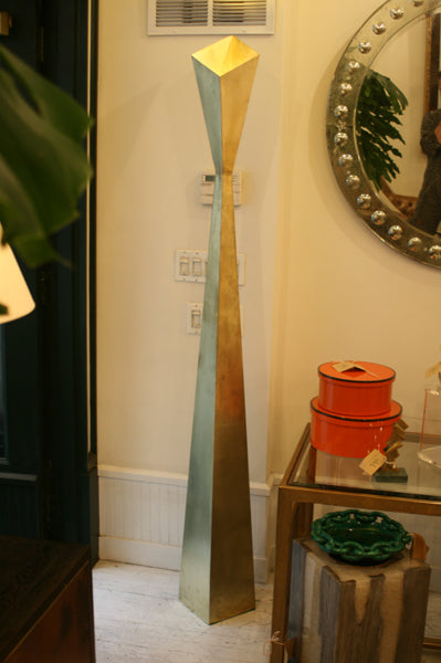 James De Wulf Brass Floor Lamp by De Wulf, showing brass floor lamp in live shot.