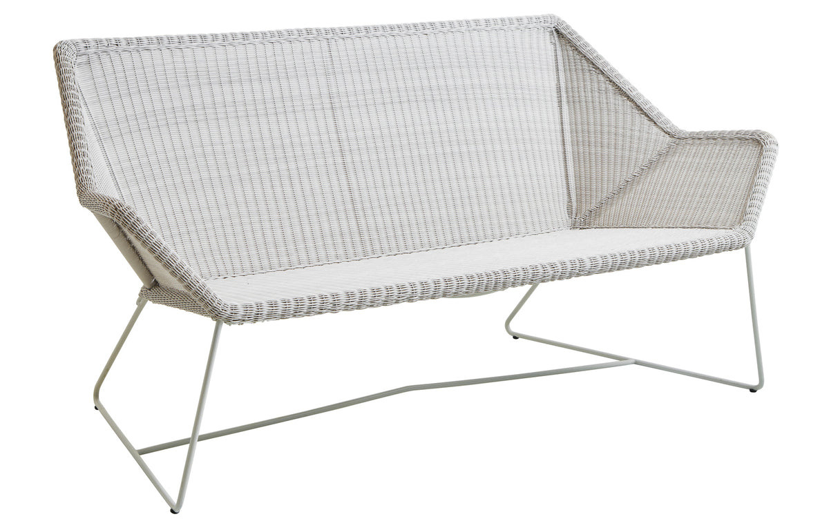 Breeze 2 Seater Lounge Sofa by Cane-Line - White Grey Fiber Weave, No Cushion.