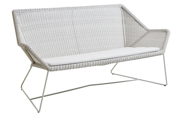 Breeze 2 Seater Lounge Sofa by Cane-Line - White Grey Fiber Weave, White Natte Cushion.