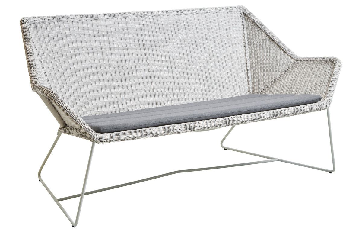 Breeze 2 Seater Lounge Sofa by Cane-Line - White Grey Fiber Weave, Grey Natte Cushion.