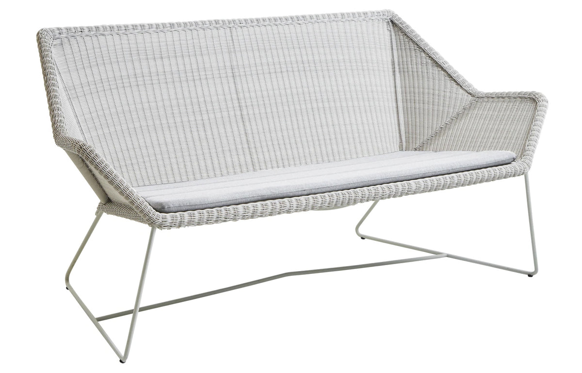 Breeze 2 Seater Lounge Sofa by Cane-Line - White Grey Fiber Weave, Light Grey Natte Cushion.