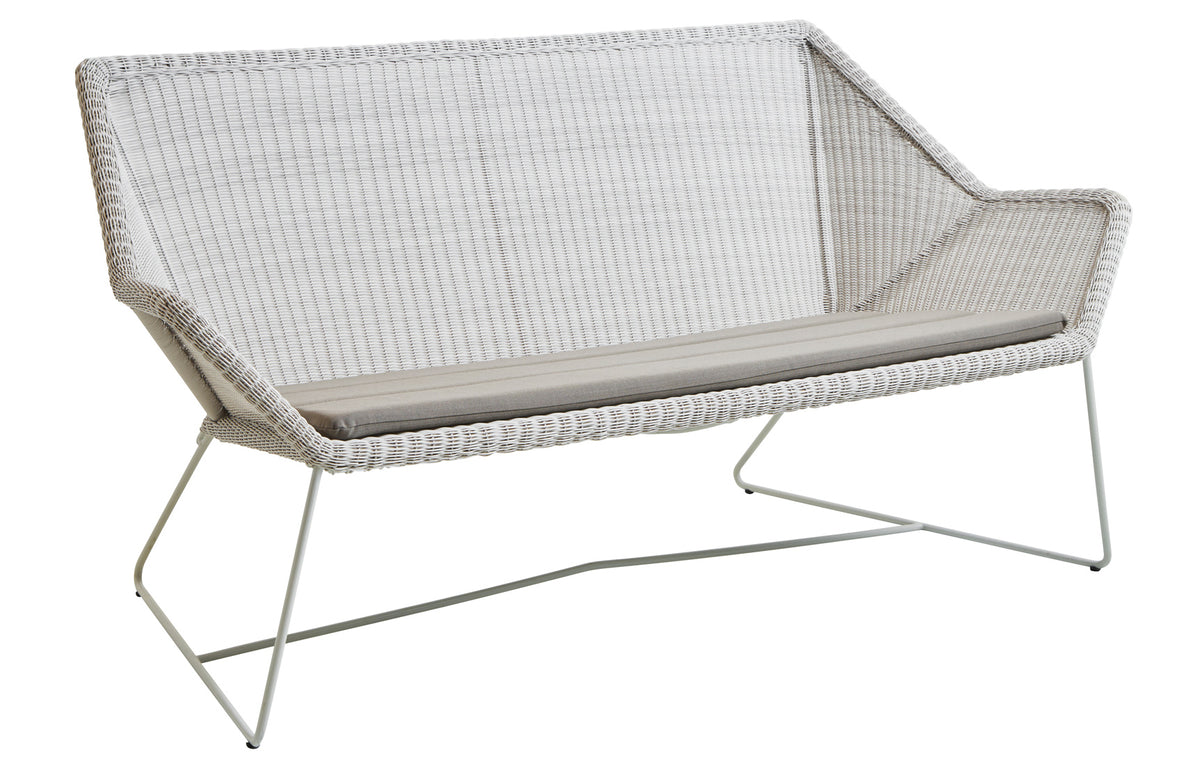 Breeze 2 Seater Lounge Sofa by Cane-Line - White Grey Fiber Weave, Taupe Natte Cushion.