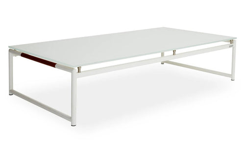 Breeze Coffee Table by Harbour - White Aluminum + White Etched Glass.