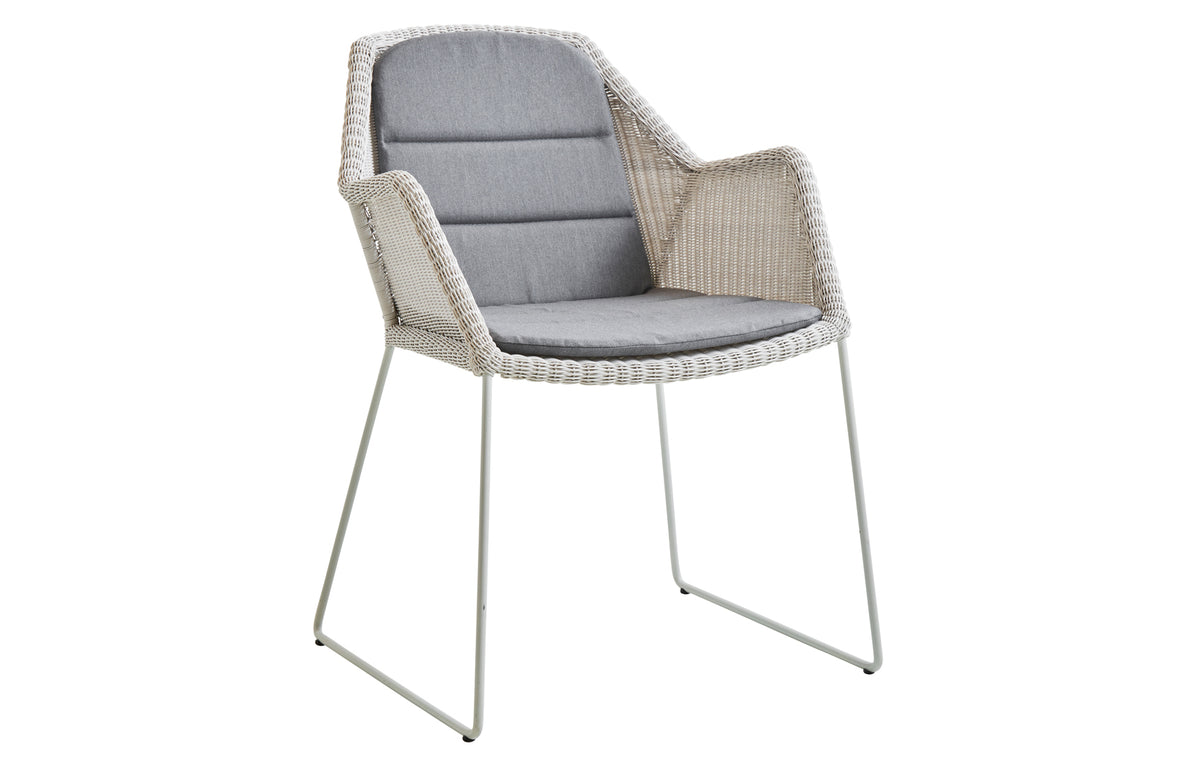 Breeze Dining Chair by Cane-Line - White Grey Fibre Weave, Natte Grey Cushion Set.