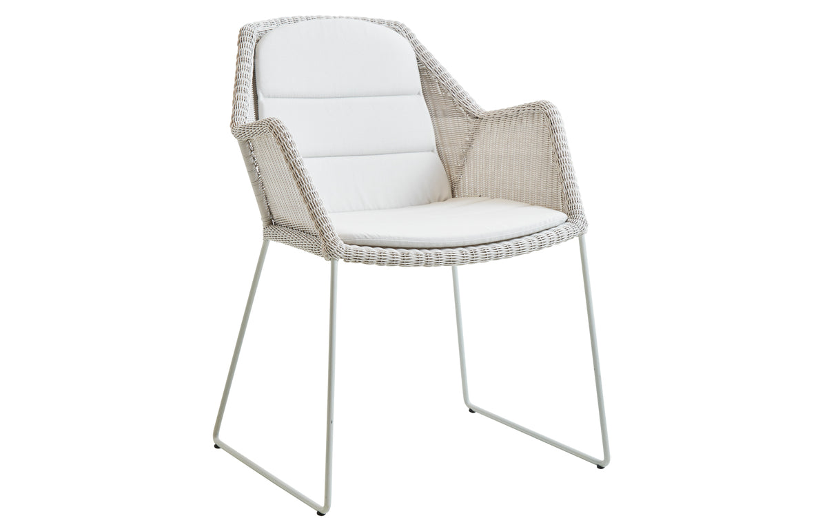 Breeze Dining Chair by Cane-Line - White Grey Fibre Weave, Natte White Cushion Set.
