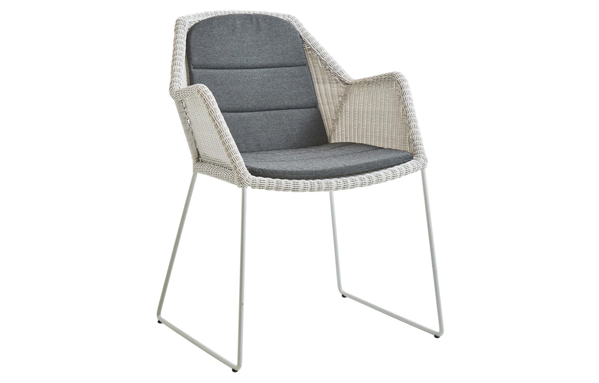 Breeze Dining Chair by Cane-Line - White Grey Fibre Weave, Natte Black Cushion Set.