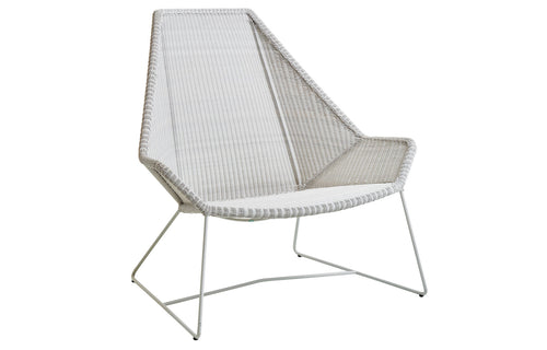 Breeze Highback Chair by Cane-Line - White Grey Fiber Weave, No Cushion Set.