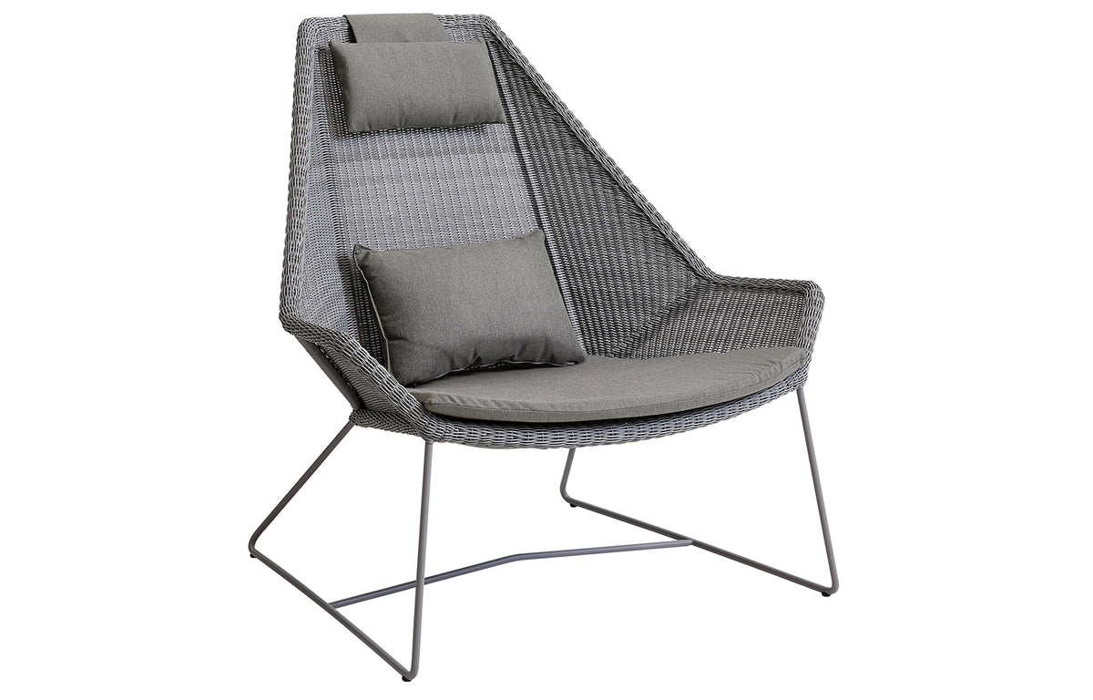 Breeze Highback Chair by Cane-Line - Light Grey Fiber Weave, Taupe Natte Cushion Set.